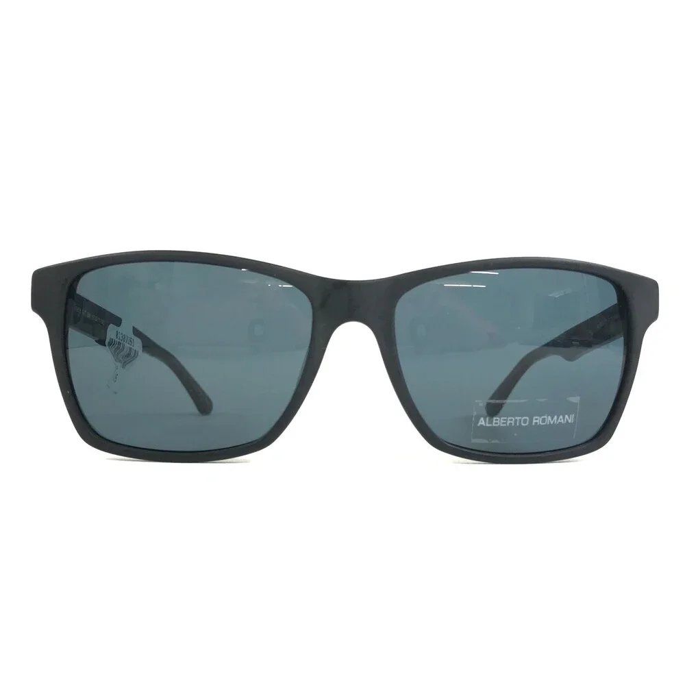 Alberto Romani Sunglasses ARS6008 MT BK Matte Black Brown Woodgrain Gray Lenses